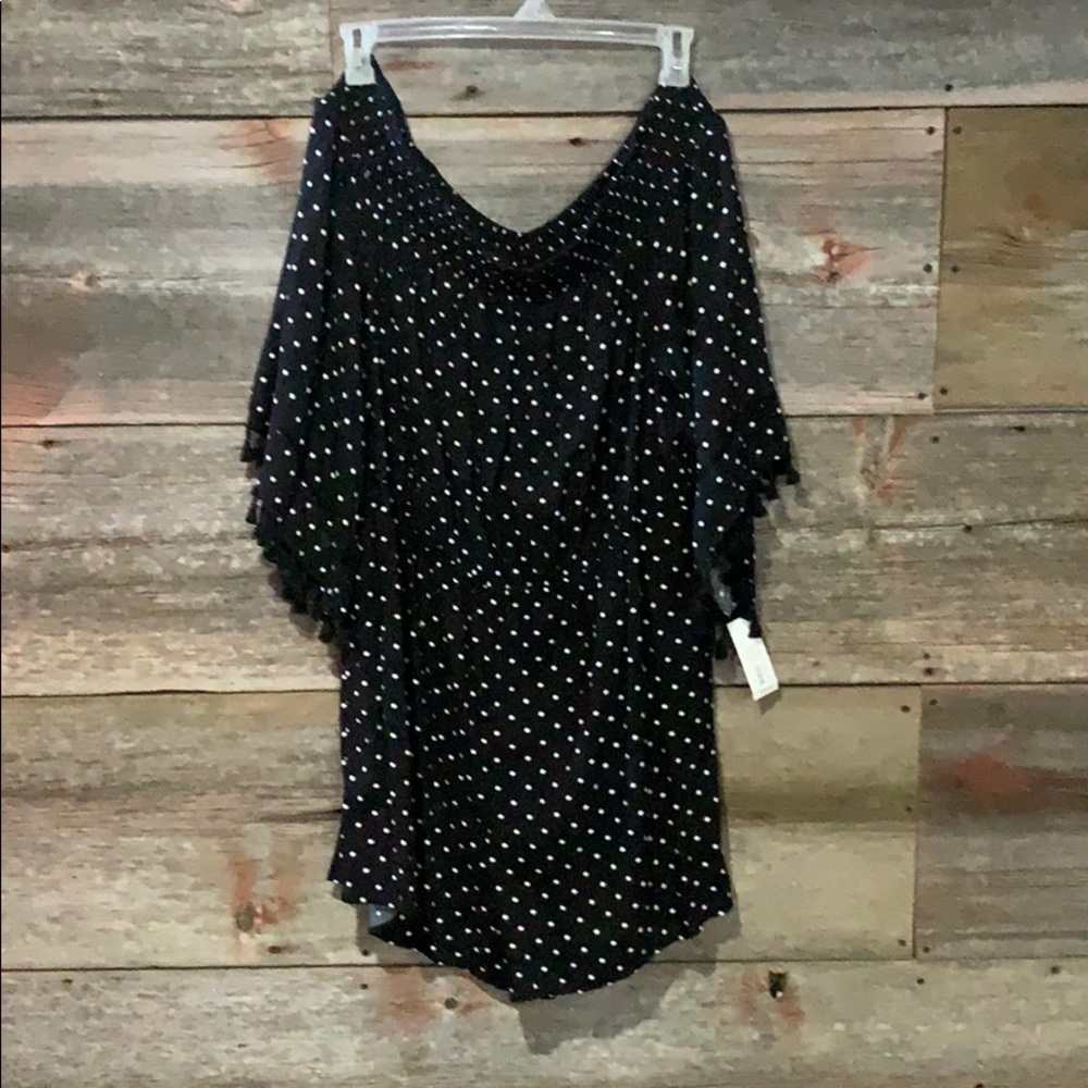 Xhilaration Black/White Polka Dot Romper